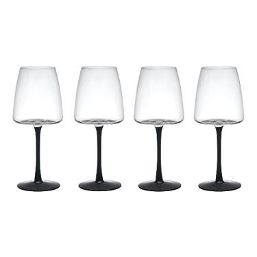 Imagem de MIKASA Conjunto de 4 taças de vinho branco de cristal Palermo, 400 ml, conjunto de taças de vinho branco com hastes pretas | Cristal 100% sem chumbo - Caixa de presente e lavável na lava-louças