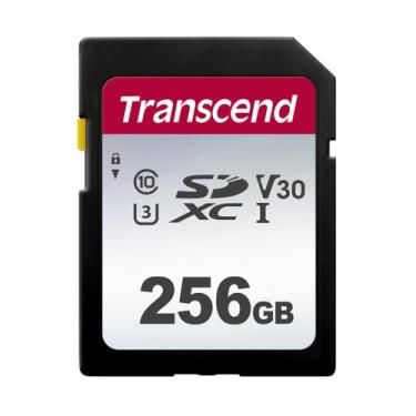 Imagem de Transcend Cartão de memória SDXC de 256 GB, UHS-I U3 V30, até 100 MB/s, 4K UHD e Full HD, cartão SD de alta velocidade classe 10 para câmeras Canon, Nikon, Sony, Panasonic (TS256GSDC300S-E)