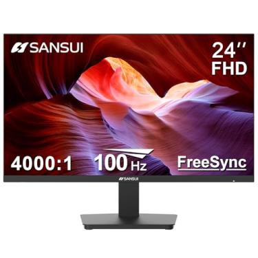 Imagem de SANSUI Monitor de 24 polegadas 100 Hz PC monitor, VESA, HDMI portasVGA, FHDMonitoro computador ultra fino ergonómico nclinação cuidado dos olhos para escritório em casa (ES-24F2, cabo HDMI incluído)