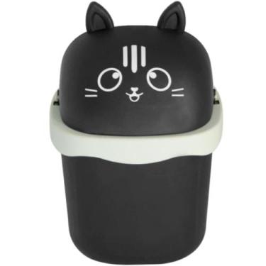 Imagem de Lixeira Pequena De Mesa Animal Na Cor Preto Gato De 1,5 Litros - GAT01