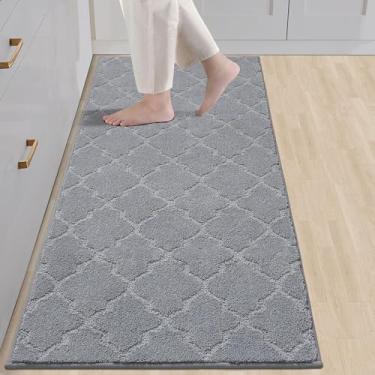 Imagem de COSY HOMEER - Tapetes de cozinha antiderrapantes laváveis 61 cm x 152 cm tapete absorvente de cozinha tapetes de cozinha de poliéster para piso tapetes macios de pé para pia, corredor, lavanderia