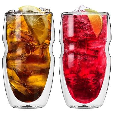 Imagem de Ozeri Copos Serafino de parede dupla isolados para chá gelado e café, 473 ml, conjunto de 2