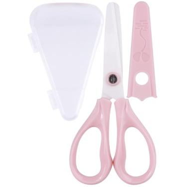 Imagem de Tesouras de comida para bebês - Tesouras de cerâmica infantis saudáveis e portáteis com estojo de armazenamento - Ideal para cortar carne, frango, legumes e frutas (rosa)