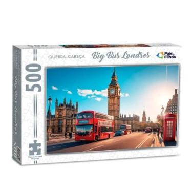 Imagem de Quebra Cabeça Onibus Londres Inglaterra Reino Unido 500Peças - Pais e 
