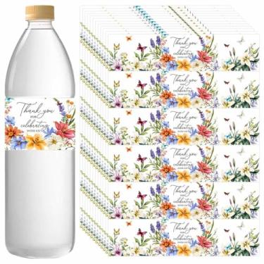 Imagem de 200 etiquetas florais para garrafas de água de casamento, etiquetas personalizadas de borboleta de agradecimento para formatura, chá de panela, lembrancinha de festa de primeiro aniversário