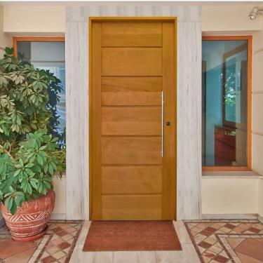 Imagem de Kit Porta De Madeira Pivotante 210X72Cm Batente 14Cm Fechadura 803 Rolete 3B Tauari