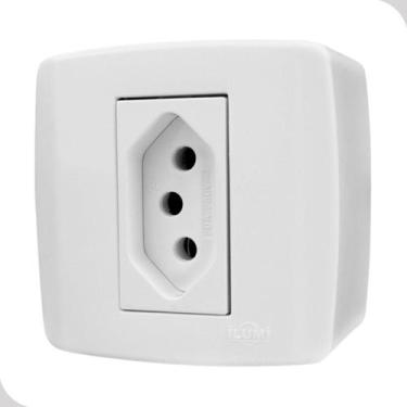 Imagem de Tomada Sobrepor simples 20A 2P+T Branca 250V Casa Construção Com Paraf