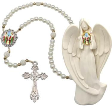 Imagem de Terço Oraçao Luxo com Imagem Anjo São Cosme e Damião Decoração Casa Ca