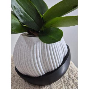 Imagem de Vaso Cachepot Plástico Decorativo Canelado Tamanho altura 11cm com dia