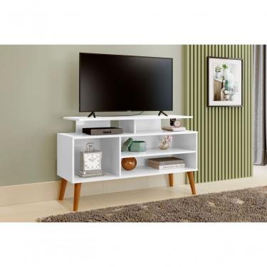 Imagem de Rack Lion Sala Estar Tv Estante Com Nichos E Prateleiras Cor:branco