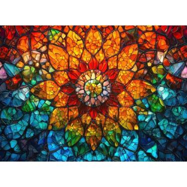 Imagem de Quebra-cabeça: vitrais editados, flor da vida, 1000 peças - Edreded
