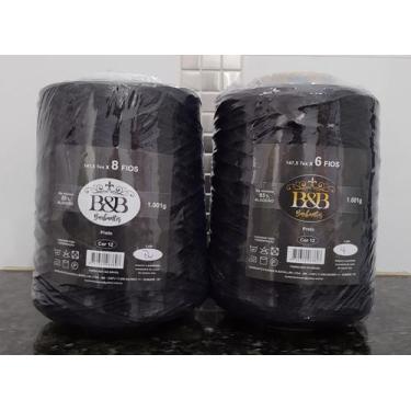 Imagem de Barbante B&B cone 1kg Fio 6 , Preto