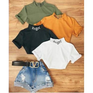 Imagem de Blusa cropped feminino gola alta Angel manga curta  - propria