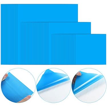 Imagem de Kit de reparo de vinil para piscina com 80 peças adesivos adesivos de plástico para colchão de ar de natação barcos infláveis, 10 x 10, 7 x 7, 5 x 5 cm (azul)