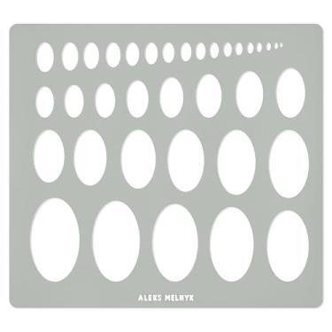 Imagem de Aleks Melnyk Modelo de elipse de metal nº 210, estêncil de elipse, modelo geométrico, mestre de elipse, ferramenta oval de arte, modelo de desenho isométrico, lapidário, cabochão, régua geométrica,