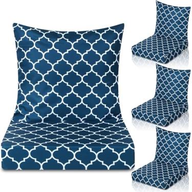 Imagem de Hoteam 4 peças de almofadas de pátio para cadeira ao ar livre, almofadas de assento profundo à prova d'água, 50 x 50 cm, para conjunto de móveis de pátio, assento removível e encosto (anterna)