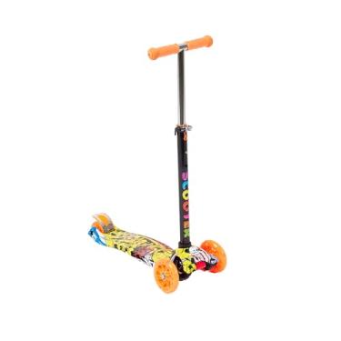 Imagem de Patinete Infantil 3 Rodas com LED, Design Floral, Rodas de PU Rosa, Estrutura Ajustável (MD04)