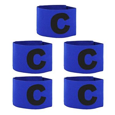 Imagem de COMOK Braçadeira elástica de futebol americano capitão basquete ajustável para crianças e jovens, pacote com 5 (azul)