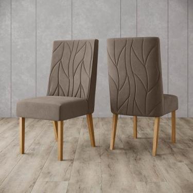 Imagem de Kit 2 Cadeiras Eloá Pés de Madeira Henn, Marrom Amêndoa