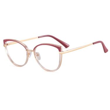 Imagem de Óculos de grau gatinho feminino com dobradiça de mola e bloqueio de luz azul (1)