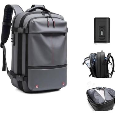 Imagem de Mochila Vacpack,mochila Expansível De 60l Com Compressão A Vácuo, Resistente à água, Mochila A Vácuo De Viagem Anti-roubo,mochila De Viagem Multifuncional Masculina, Grey, Airpump