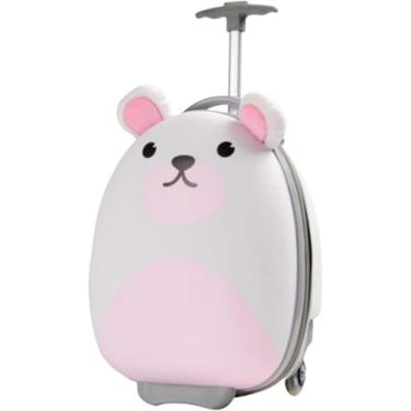 Imagem de Mala De Viagem Trolley Bag Hardshell Childre Valise Com Scooter, Bagagem Infantil, 16" Childre Had Trolley Case Com Rodas De Led, Meninos E Meninas Carregam O Mala Para Escola De Viagem, White