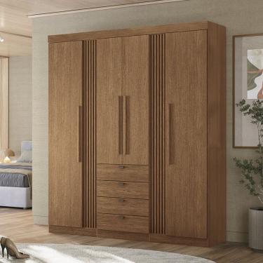 Imagem de Guarda-roupa 4 Portas 4 Gavetas Mdp Aurora Jatoba