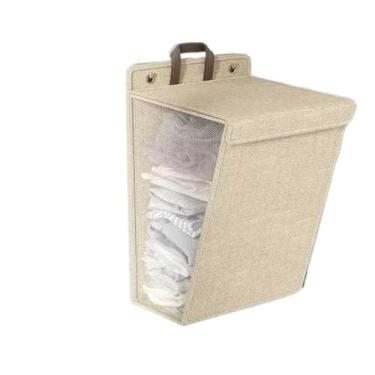 Imagem de Kit 2 Cesto De Roupa Suja Dobrável Para Pendurar Na Parede(Bege,1- unidade)