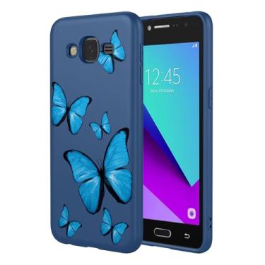 Imagem de KOARWVC Capa de telefone para Samsung Galaxy J2 Prime, Samsung G532 SM-G530 design bonito padrão borboleta fina protetora macia TPU bumper capa de telefone para Samsung Galaxy J2 Prime borboleta azul