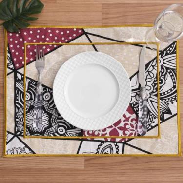 Imagem de Jogo Americano Bordado Impermeável Avulso - Santos e Luan, Vintage