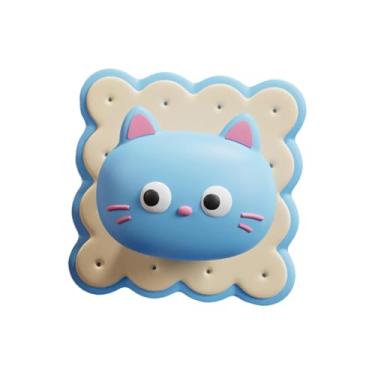 Imagem de Ｂｅｓｇａ Protetor de porta de parede com tema de gato macio e absorvente de choque para geladeira, banheiro, sala de jantar, quarto e casa, Azul