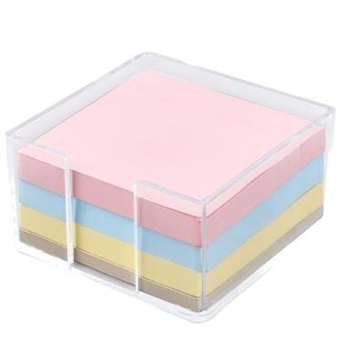 Imagem de GORGECRAFT Porta-notas adesivas de acrílico 8 x 8 cm cristal transparente para bloco de notas, organizador de bloco de notas, cubo pegajoso, estojo dispensador para dormitório, escritório, escola