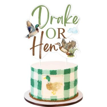 Imagem de Balterever Mallard Duck Gender Reveal Party Decorations Drake or Hen Gender Reveal Cake Topper Garland for Duck Hunting Party Supplies