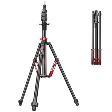 Imagem de FreeSea Suporte de luz para fotografia – Suporte resistente de tubos grandes de 3,5 cm, estrutura de liga de alumínio, tripé de 269 cm de altura com flip-lock e mola a gás, comporta softboxes/anel de