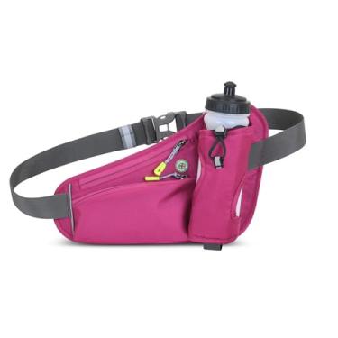 Imagem de Bolsa de cintura para esportes ao ar livre, cinto de hidratação com suporte para garrafa de água, bolsa de telefone para corrida à prova d'água, Vermelho rosa, One Size