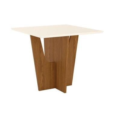 Imagem de Mesa De Jantar Danielly 90 Cm Tampo Reto Nature Off White – Henn