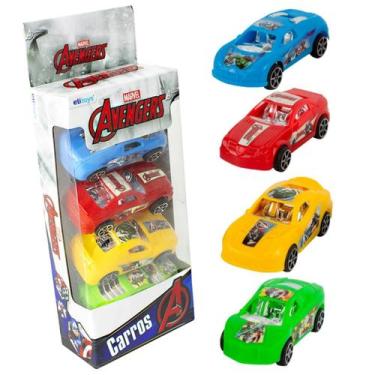 Imagem de Kit 4 Carrinhos Vingadores Fricção Brinquedo Avengers Hulk - Etitoys, 
