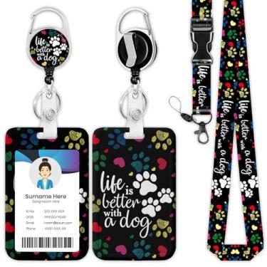 Imagem de Cordão de carretel de crachá colorido Dog Paws, porta-crachá retrátil para amantes de cães, para médicos, enfermeiras, professores, escritório, estudante