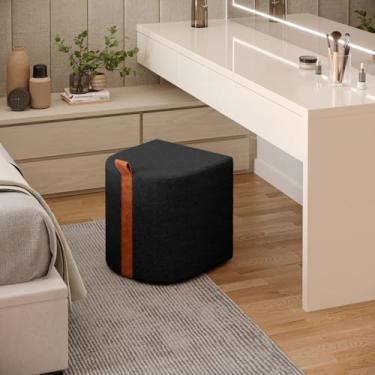 Imagem de Puff Banqueta Banco Para Penteadeira Quarto Sala Closet Tecido Bloucle Premium. PRETO 1uni