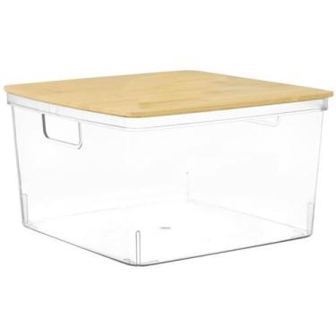 Imagem de Caixa Organizadora Com Tampa Bambu Para Cozinha Banheiro Sala - PGB