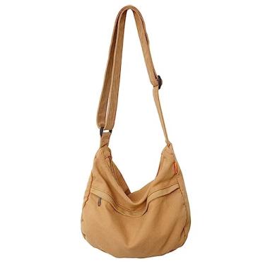 Imagem de Bolsas Hobo de lona femininas grandes bolsas de ombro casuais bolsas transversais bolsa carteiro bolsa mensageiro para compras e viagens.., C, amarelo, 14.8 x 6.2 x 10.8 inches