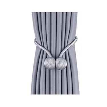 Imagem de Kit 2 Enfeites De Cortina Prendedor Magnetico Gruda com Imã(Prateado)