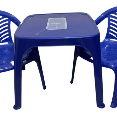 Imagem de Mesa Infantil Azul + 02 Cadeira Infantil Plasnorthon Kit