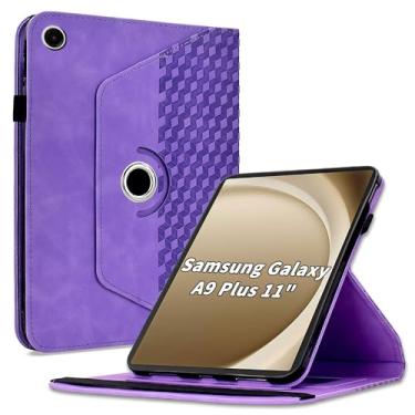 Imagem de Varohix Capa para Samsung Galaxy Tab A9 Plus 11 polegadas modelo 2023 (SM-X210/X216/X218), capa protetora de couro PU com rotação de 360 graus com hibernar/despertar automático, suporte para cartão e