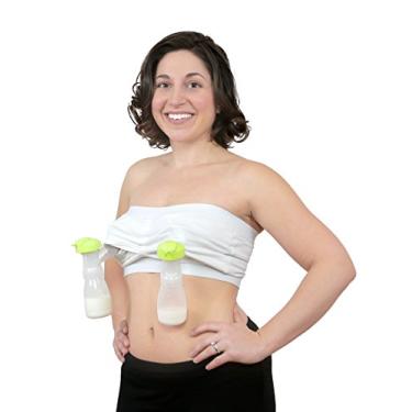 Imagem de Sutiã de amamentação sem alças Rumina's com sutiã de bombeamento sem as mãos embutido, Branco, XS, S, M