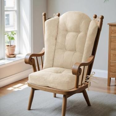 Imagem de Almofada para cadeira de balanço Wingback - Almofadas grandes de cadeira Adirondack Tufado, esponja de alta densidade, almofadas de balanço internas de chenille confortáveis com laços, conjuntos de 2