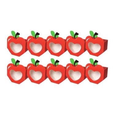 Imagem de MotiveTech 10 Caixas Dobráveis para Doces, Caixa de Papel para Presente, Versátil, com Janela Transparente, Papelão Faça Você Mesmo, Caixas de Guloseimas Fofas P, Vermelho, Tamanho real