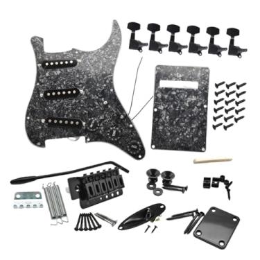 Imagem de JunZheHub Kits de Guitarra Elétrica Faça Você Mesmo Sss Pickguard 11 Furos Scratchplate Tarraxas para Uso em Performance, Black C