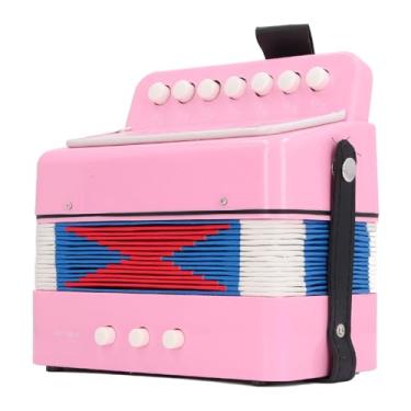 Imagem de Acordeão de botões para iniciantes 7 chaves Control 2 Bass Kids Educational Musical Instrument Stage Performance Practice (Rosa)