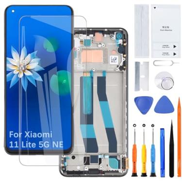 Imagem de Tela de exibição para Xiaomi 11 Lite 5G NE TFT 2109119DG 2107119DC 2109119DI Kit de montagem de tela LCD (preto com moldura)
